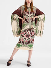 Falda con estampado floral de arte vintage